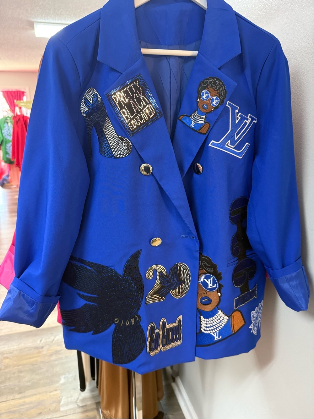 New Embellished Royal Blue Women's Blazer Jacket